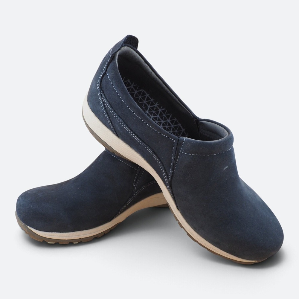 Dansko Patti Navy Nubuck Clogs Waterproof Vibram Sole Comfort Womens 39 / 8.5-9
